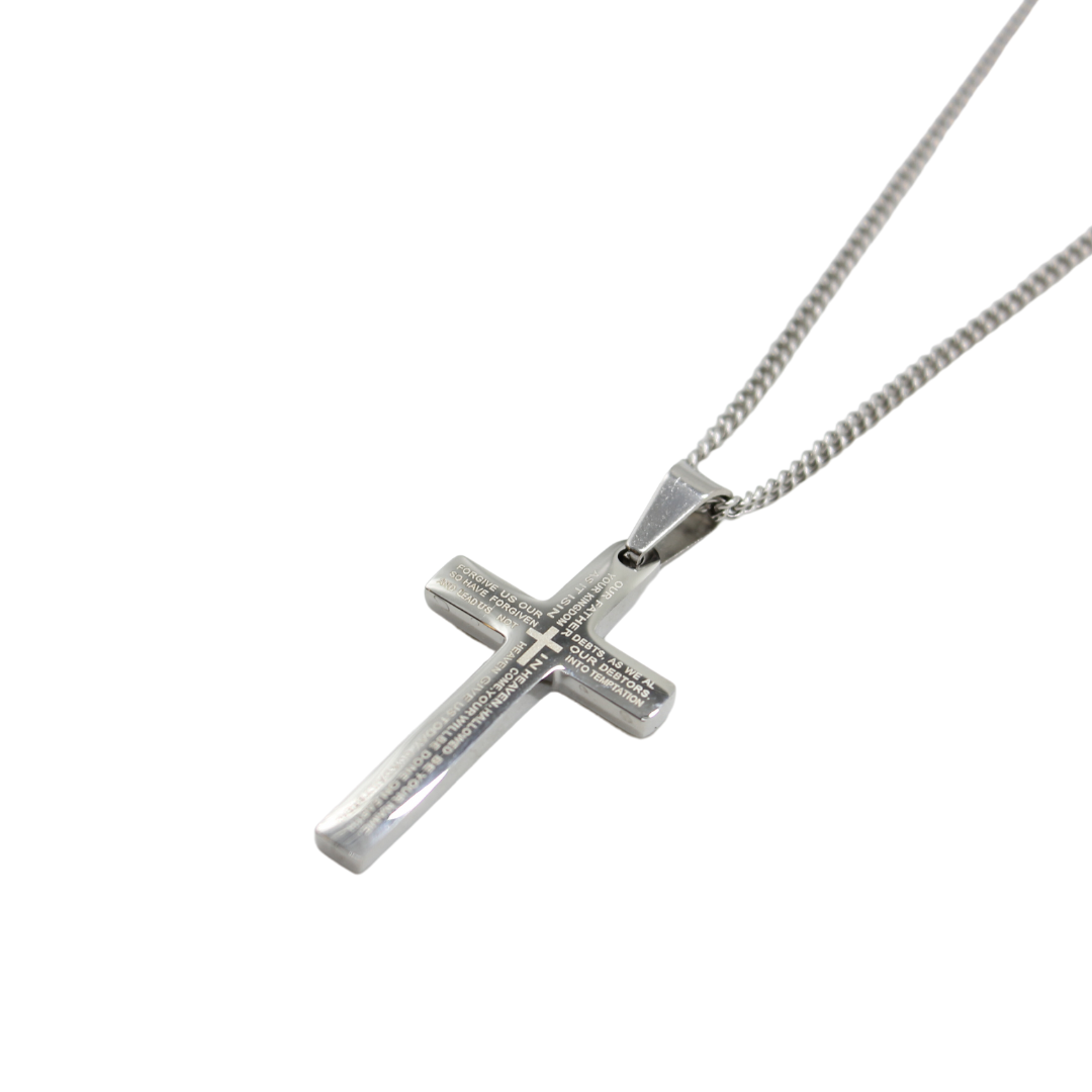 Stainless Steel Our Father Cross/Chain