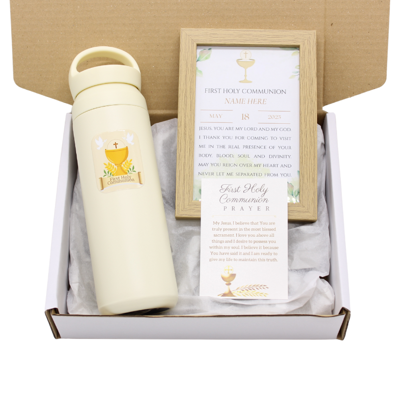 Holy Communion Gift Set 6 - Prayer Frame/Thermal Bottle (With Name & Date Personalisation)