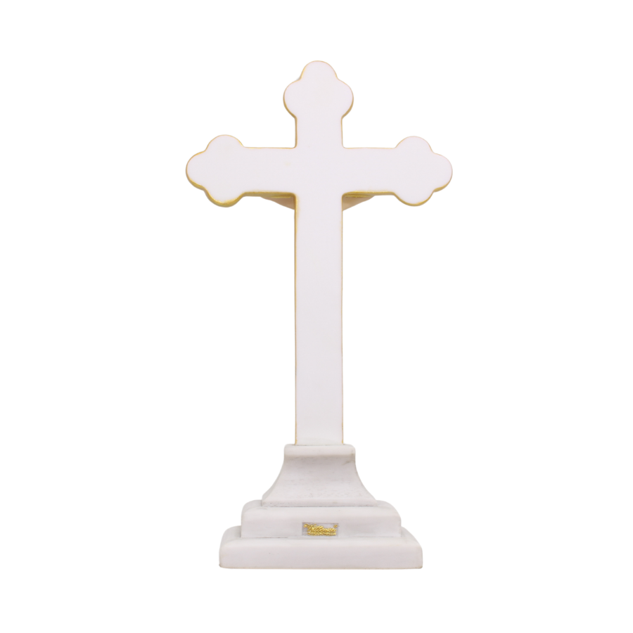Polystone hand painted Vitoria table crucifix - 35cm