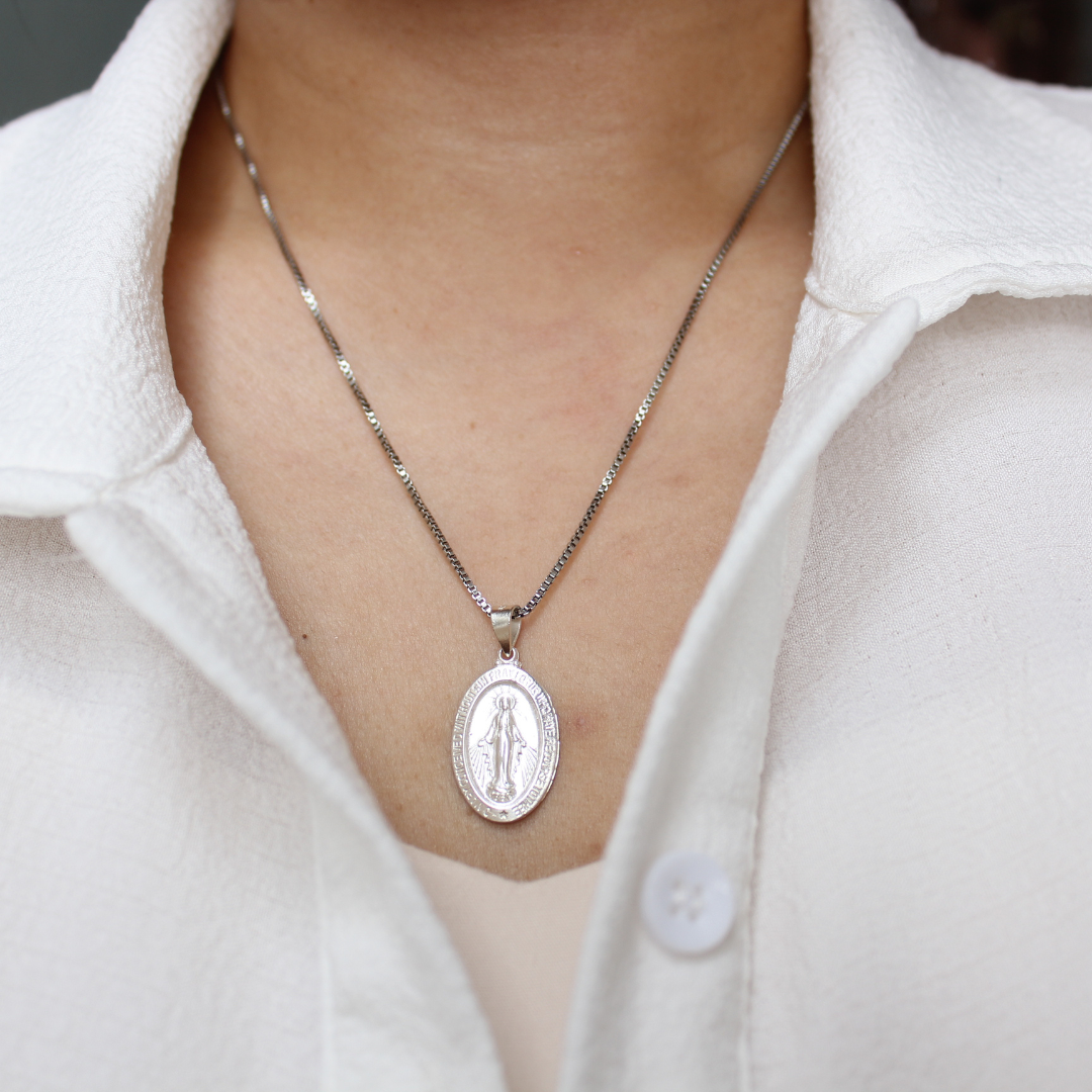 (PREORDER)Silver Miraculous Medal/Chain Set - 925 Silver