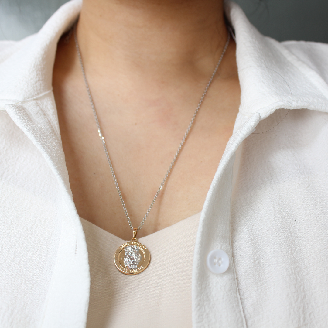 Stainless Steel St Anthony Medal/Chain set