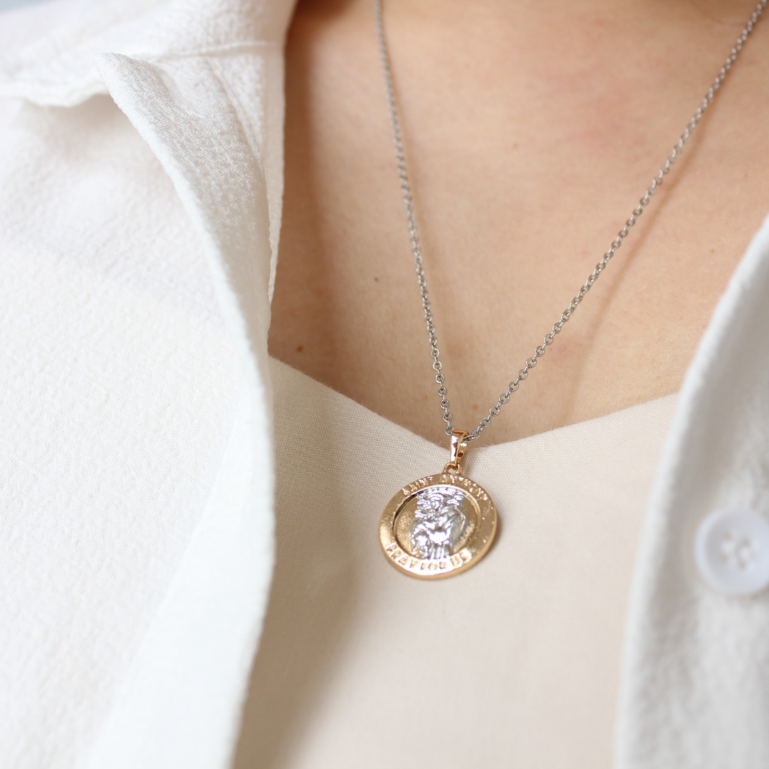 Stainless Steel St Anthony Medal/Chain set