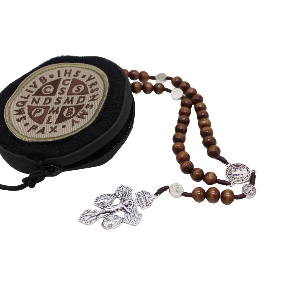 Rosary /Coin Pouch with St Benedict Velcro patch