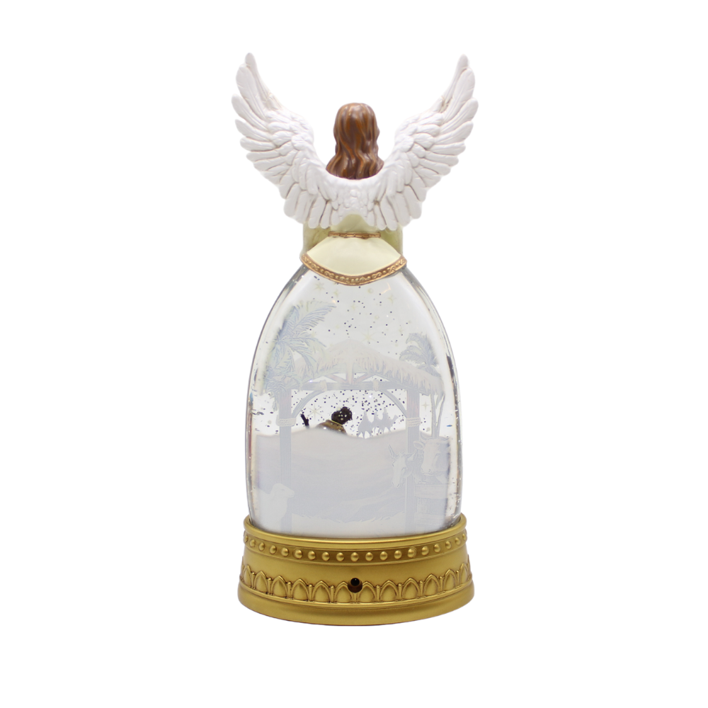 Christmas Illuminated Angel & Nativity Water Globe with Music Lantern