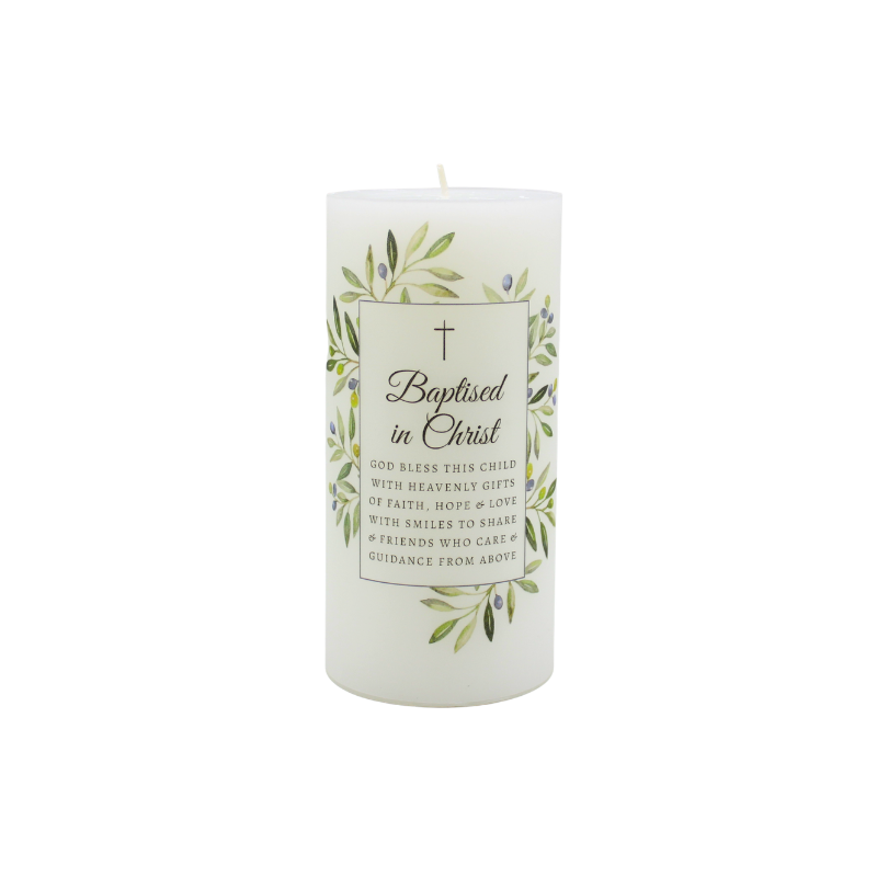 White Pillar Candle for Baptism 15cm
