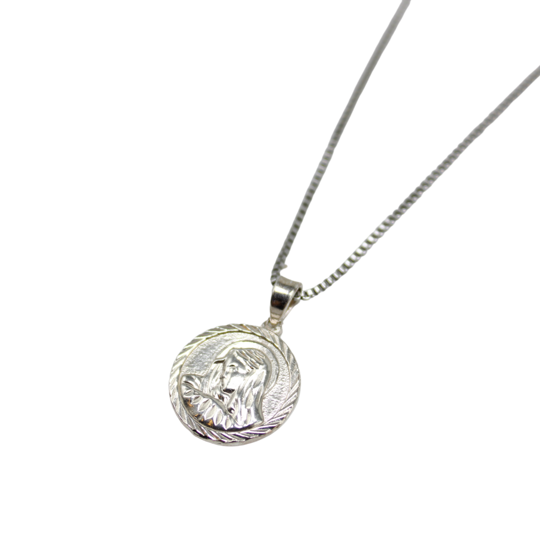 Silver Jesus/Mary Medal/Chain Set - 925 Silver