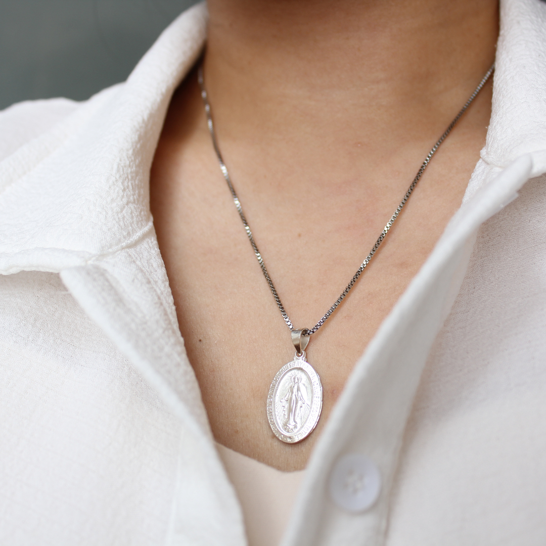 (PREORDER)Silver Miraculous Medal/Chain Set - 925 Silver