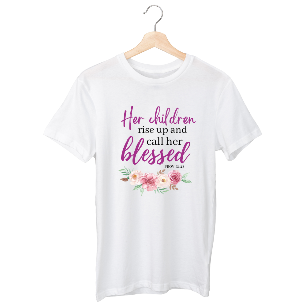 Her Children Rise Up & called her blessed T-shirt - White/Black/Sand/Maroon