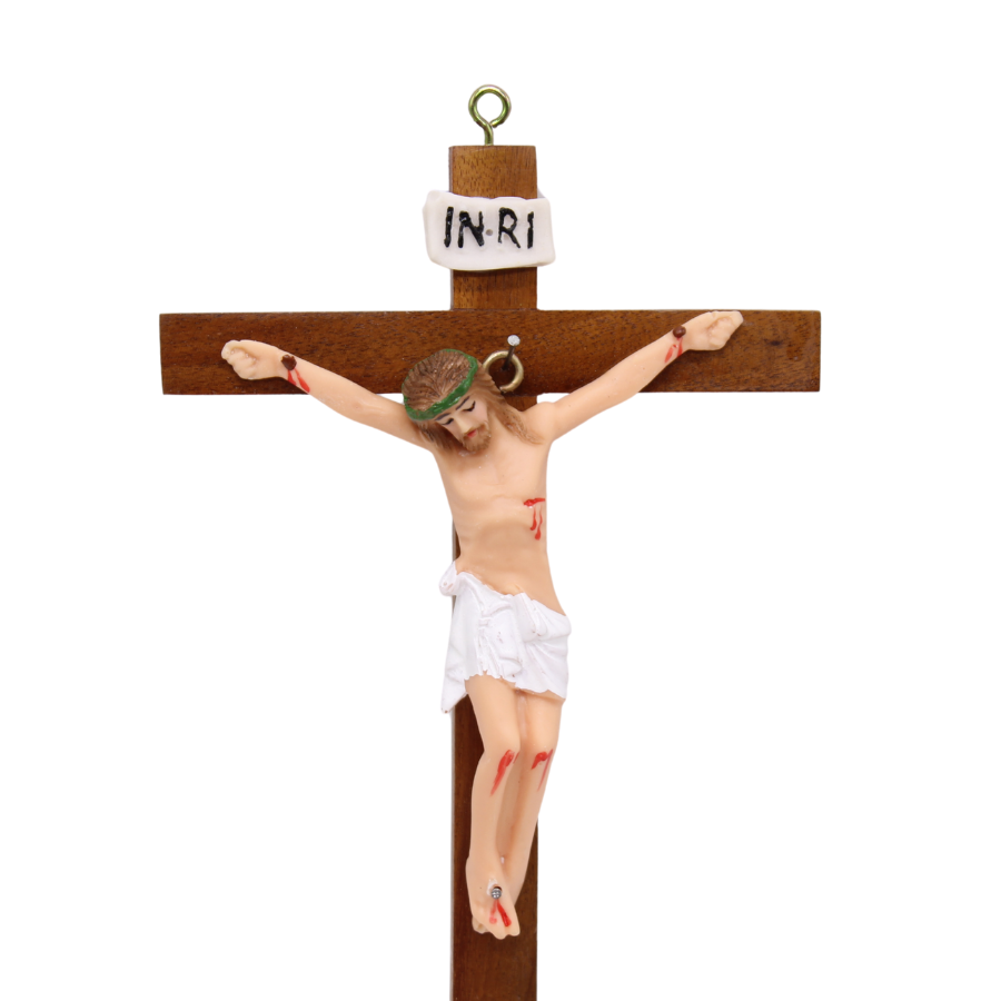 Wood Resin Wall Crucifix - 26/35cm