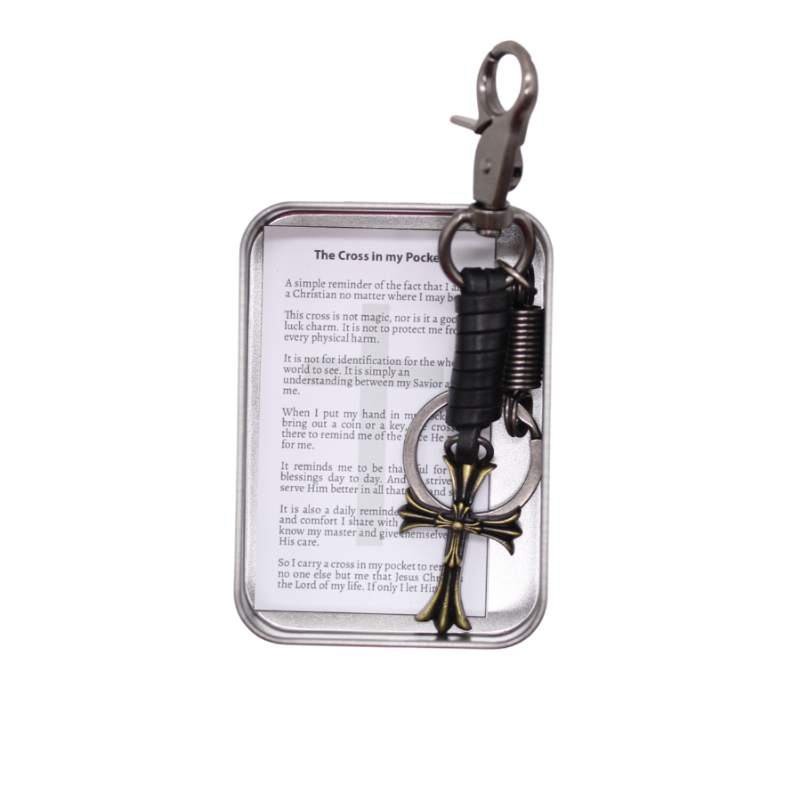 Cross in My pocket Keychain Clip Tin set