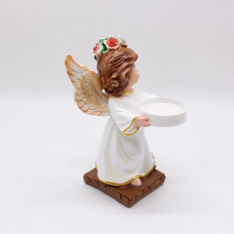 Polystone Angel with Candle Holder - 20cm