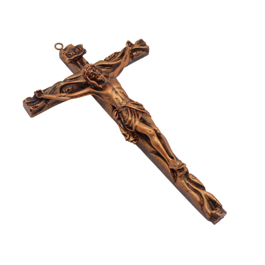 Polystone Wall Crucifix - Brown Color - 25cm