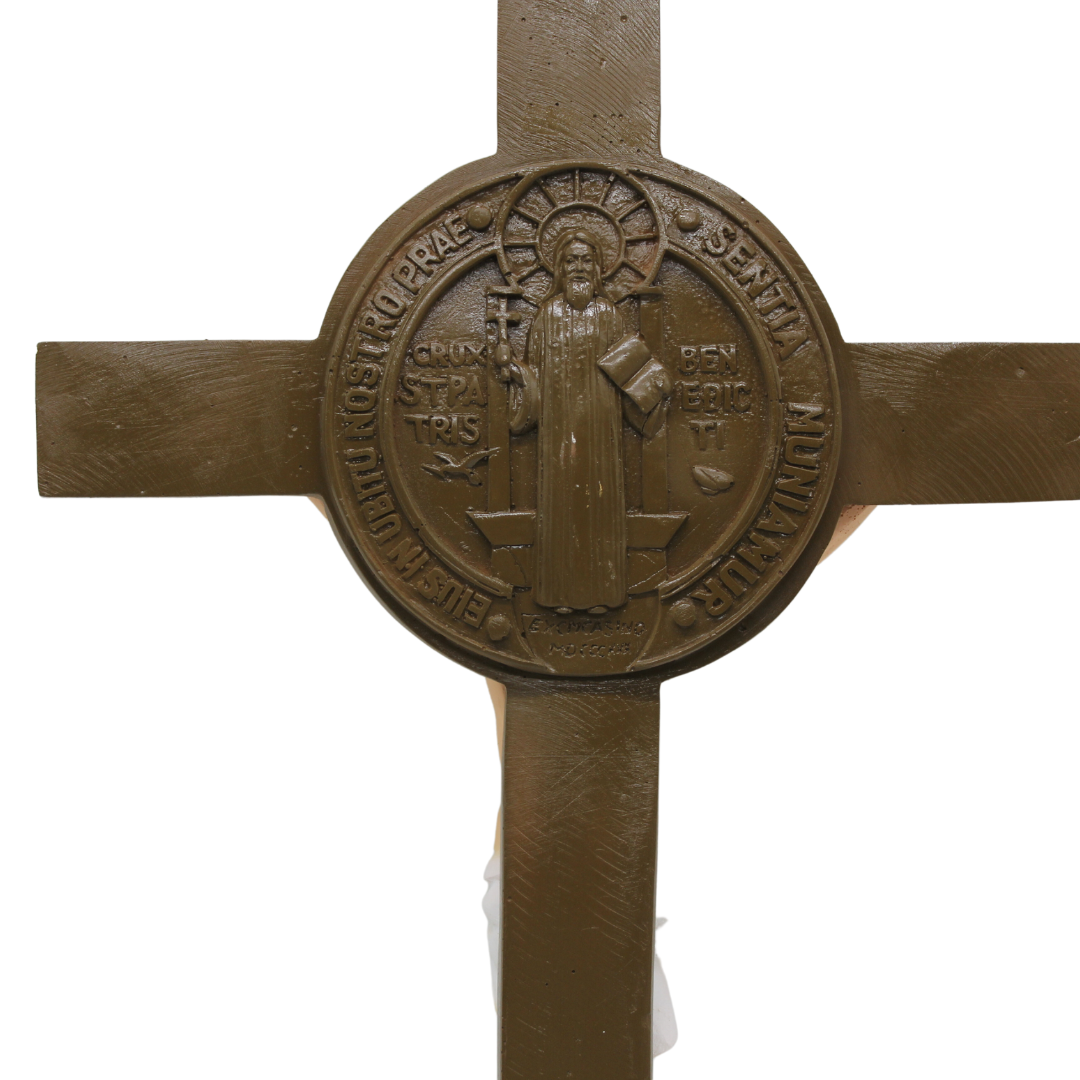 Polystone Handpainted St Benedict Wall Crucifix - 46cm