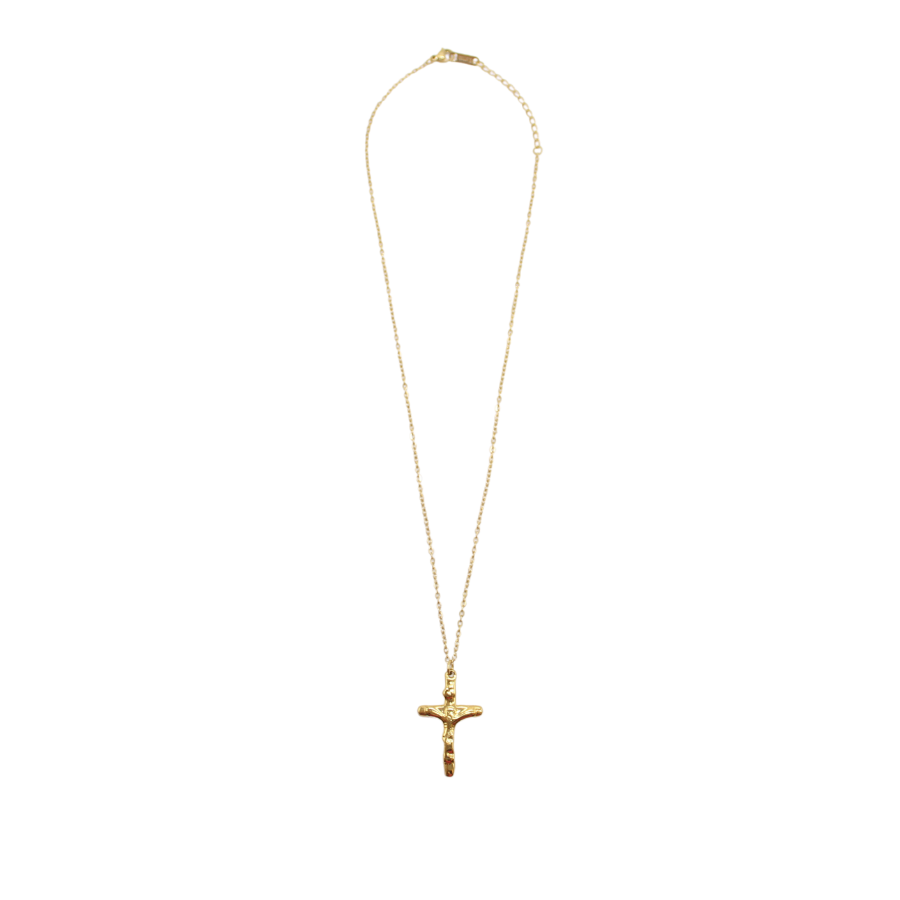 Stainless Steel 3cm Gold plated crucifix/chain set