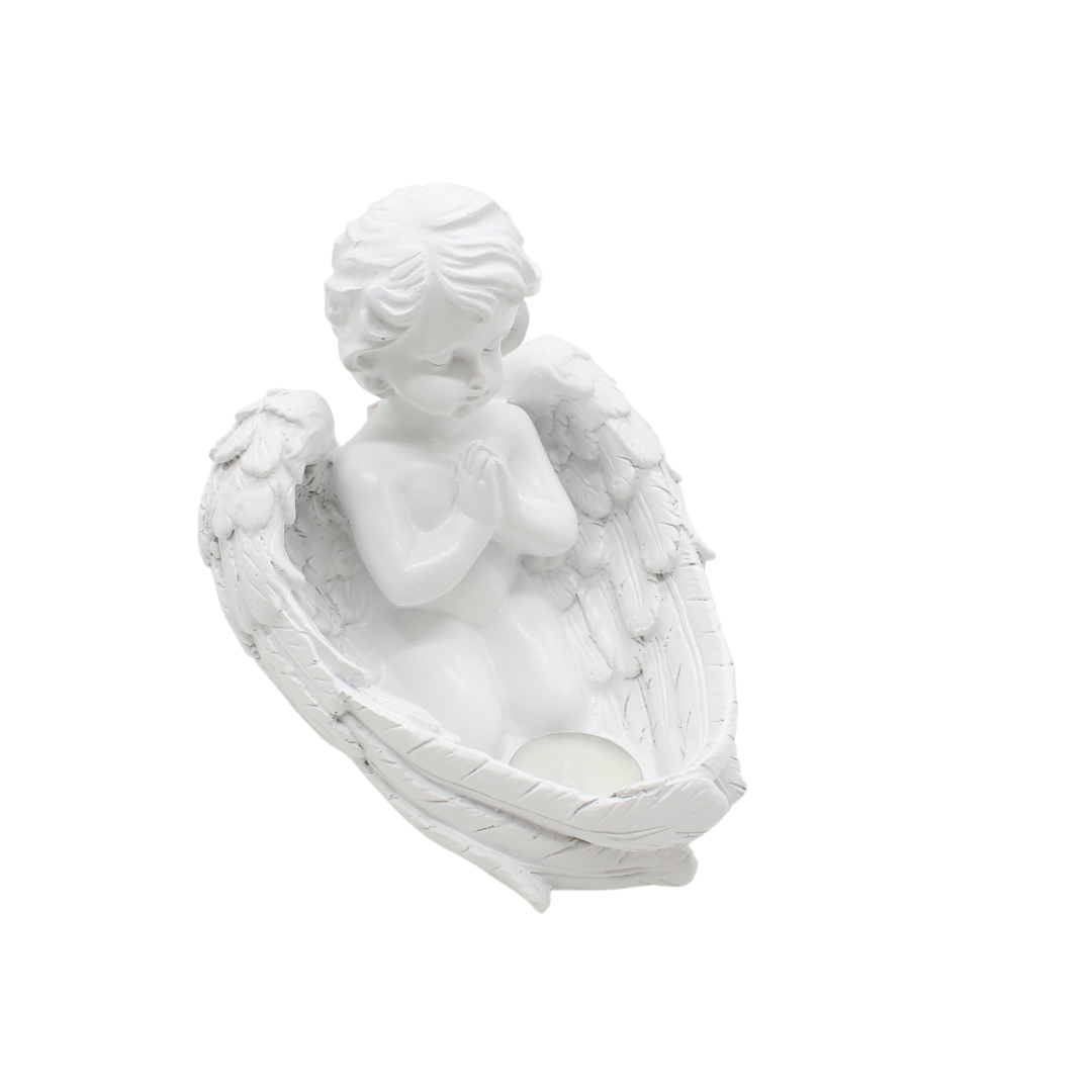 Polystone Angel with candle Holder - 15cm