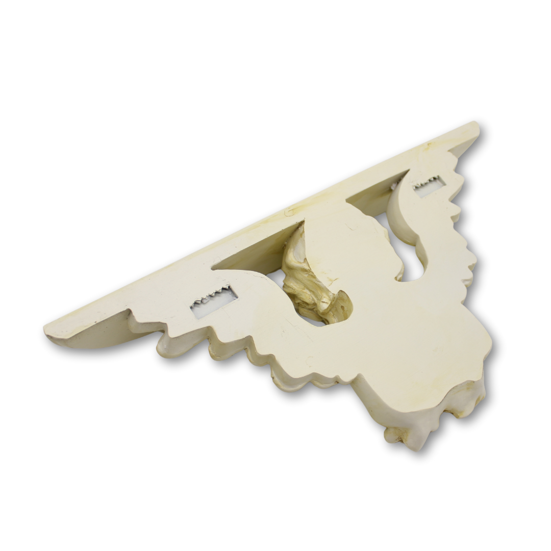Polystone Angel Wall Shelf/Altar 43.5cm - White/gold