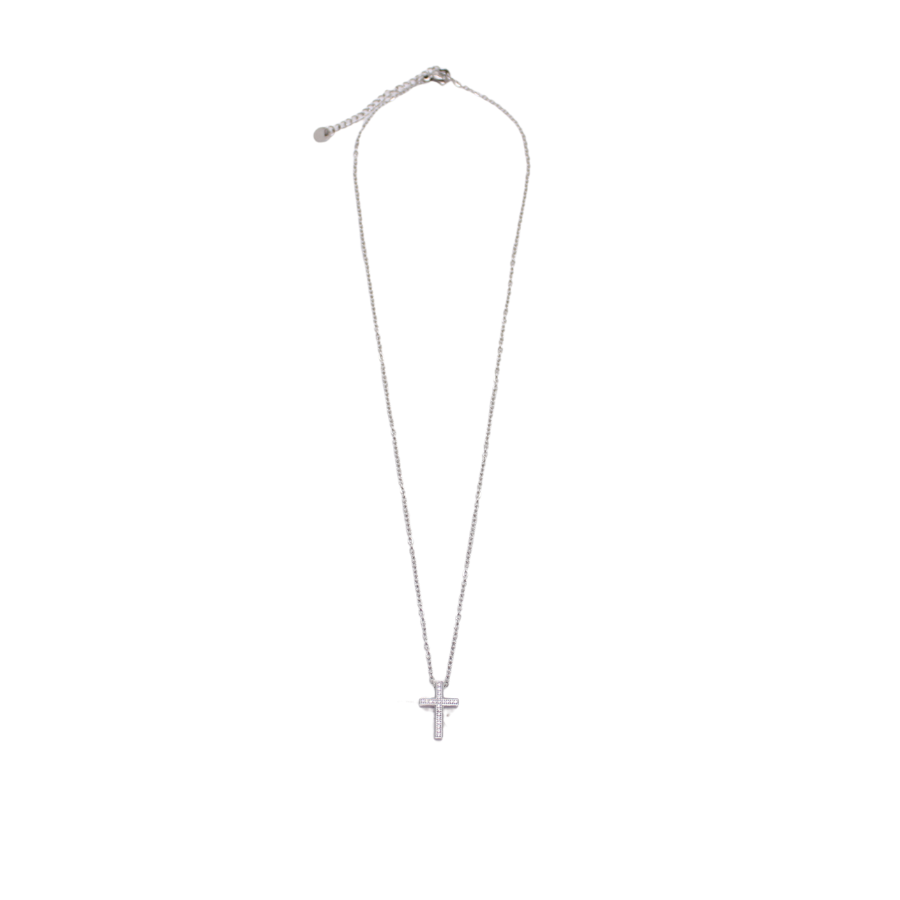 Stainless Steel Cubic Zirconia Diamante Cross /Chain