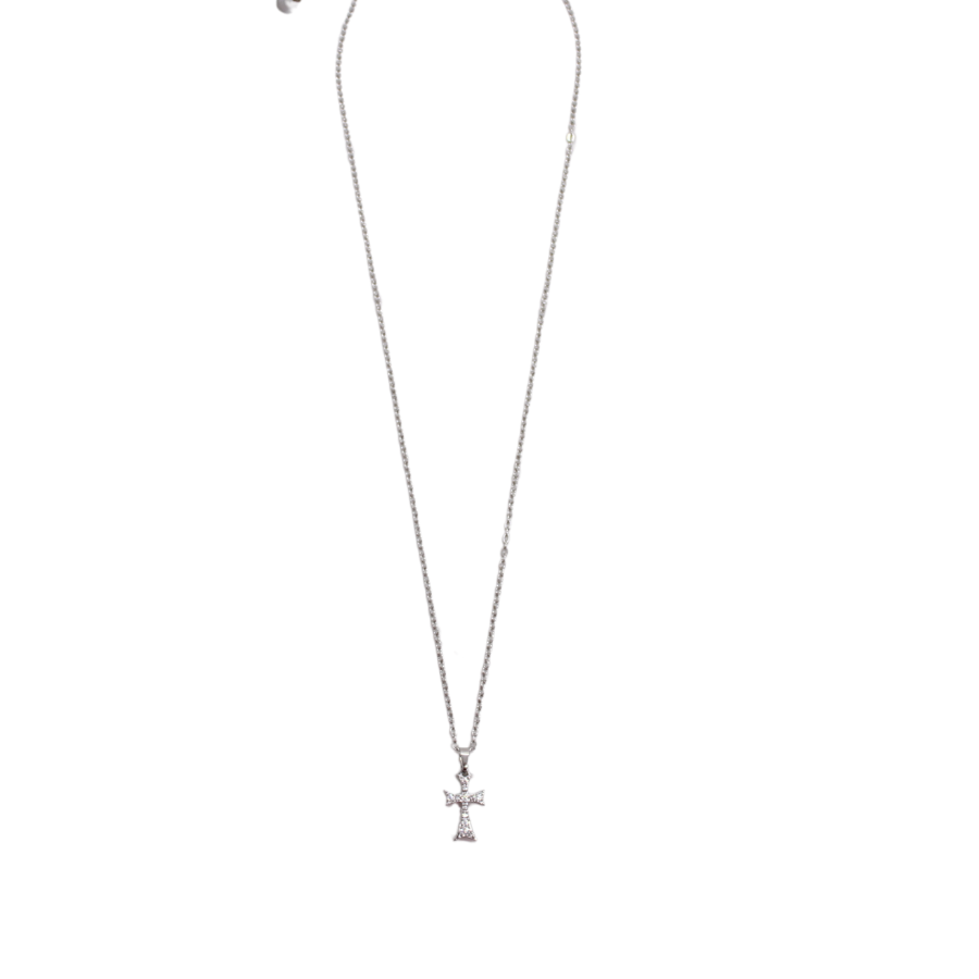 Stainless Steel Cubic Zirconia Diamante Cross /Chain