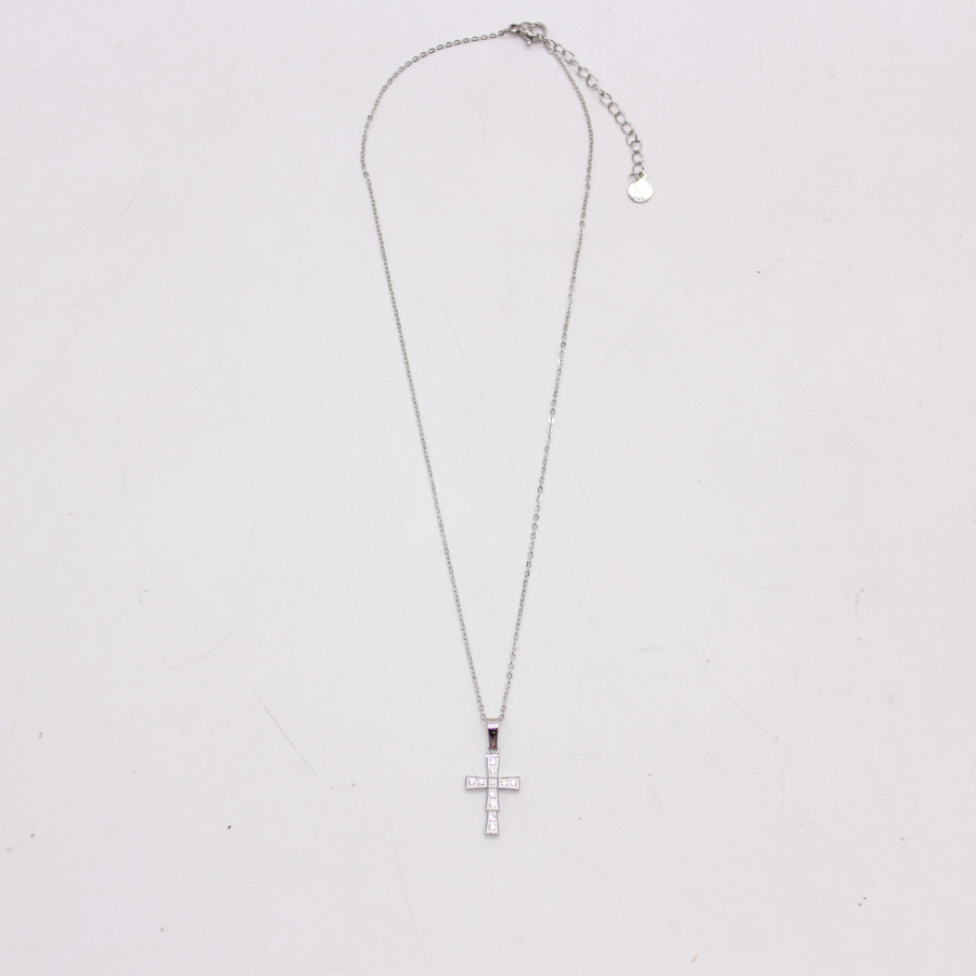 Stainless Steel Cubic Zirconia Diamante Cross /Chain