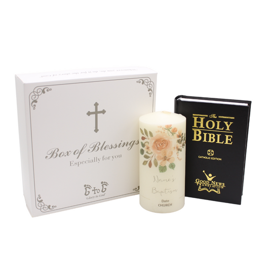Baptism Set - Good News Bible/Personalised Baptism Candle (With Name & Date Personalisation)