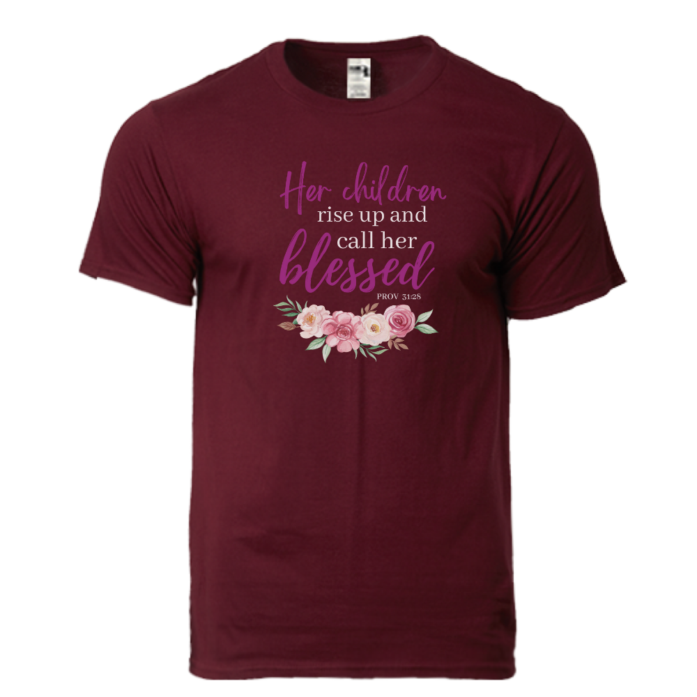 Her Children Rise Up & called her blessed T-shirt - White/Black/Sand/Maroon