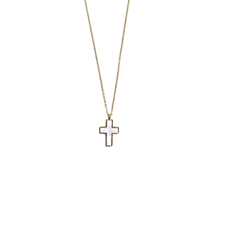 Stainless Steel Gold plated Cubic Zirconia Diamante Cross /Chain