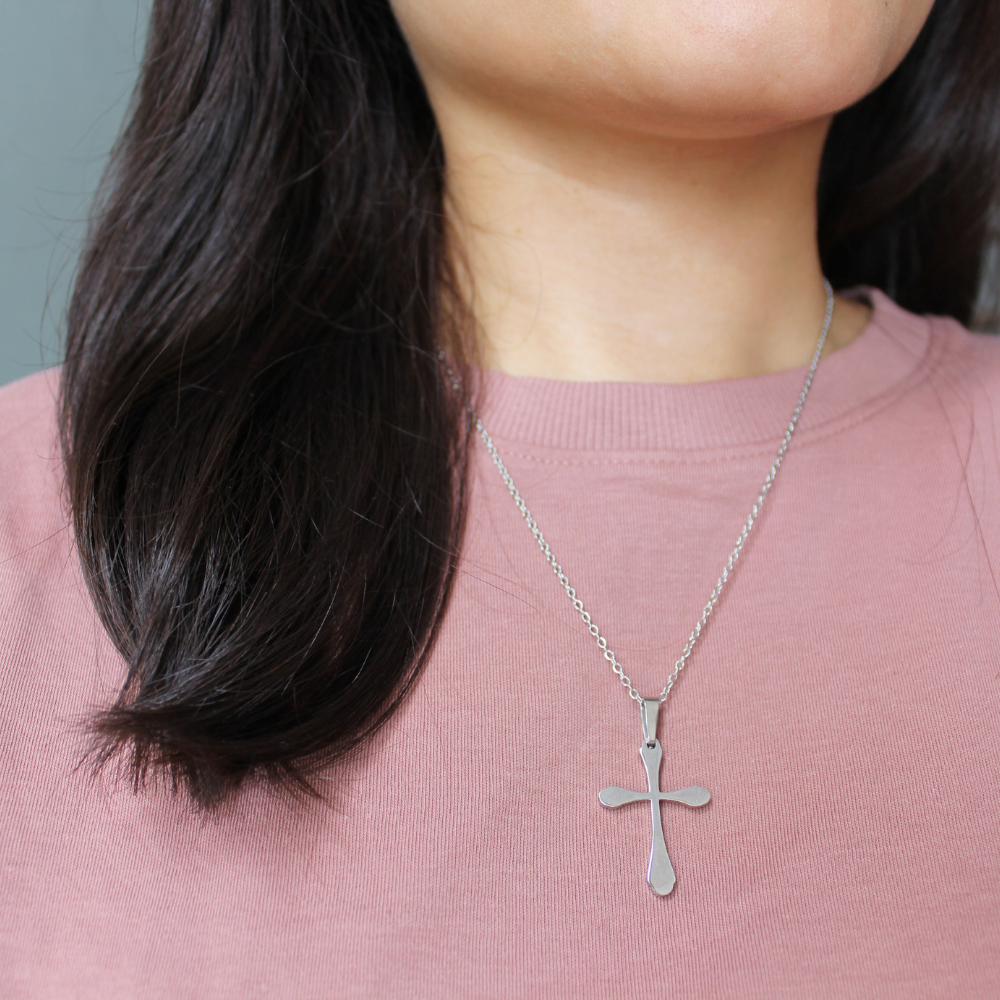 Stainless Steel Cross /Chain - Silver (3.5CM)