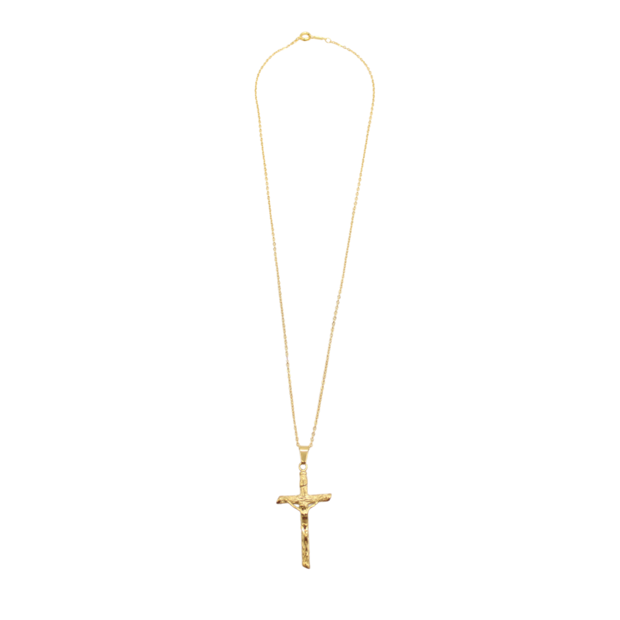 Stainless Steel Papal Crucifix/Chain - Straight (Gold)