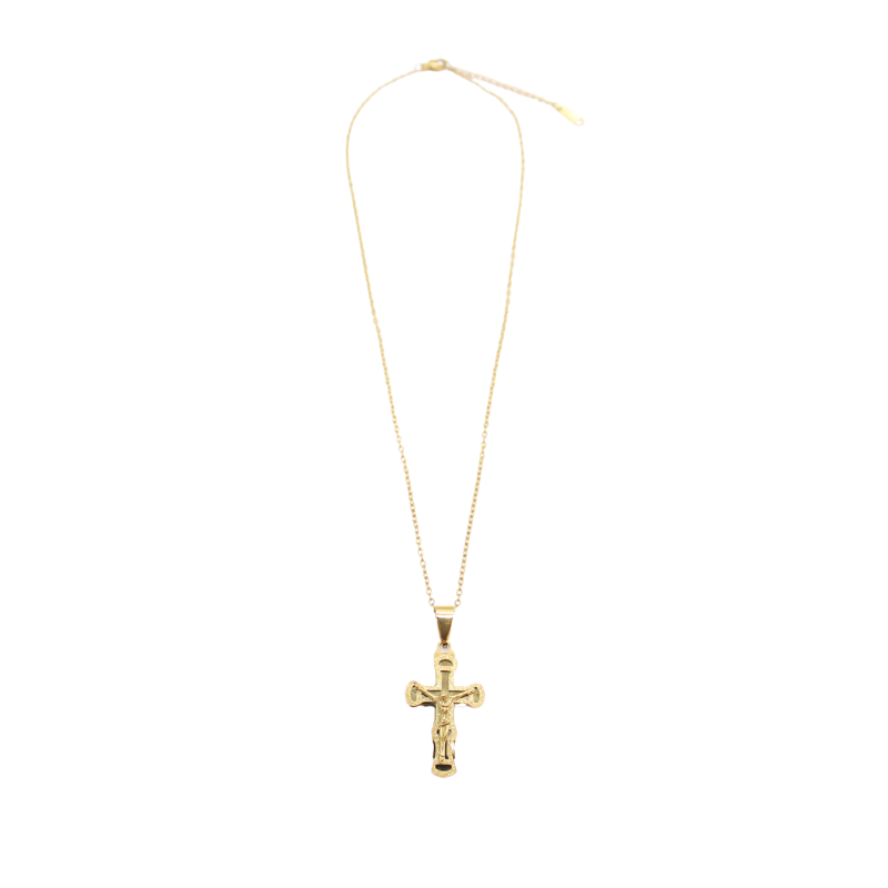 Stainless Steel Crucifix/Chain - Gold