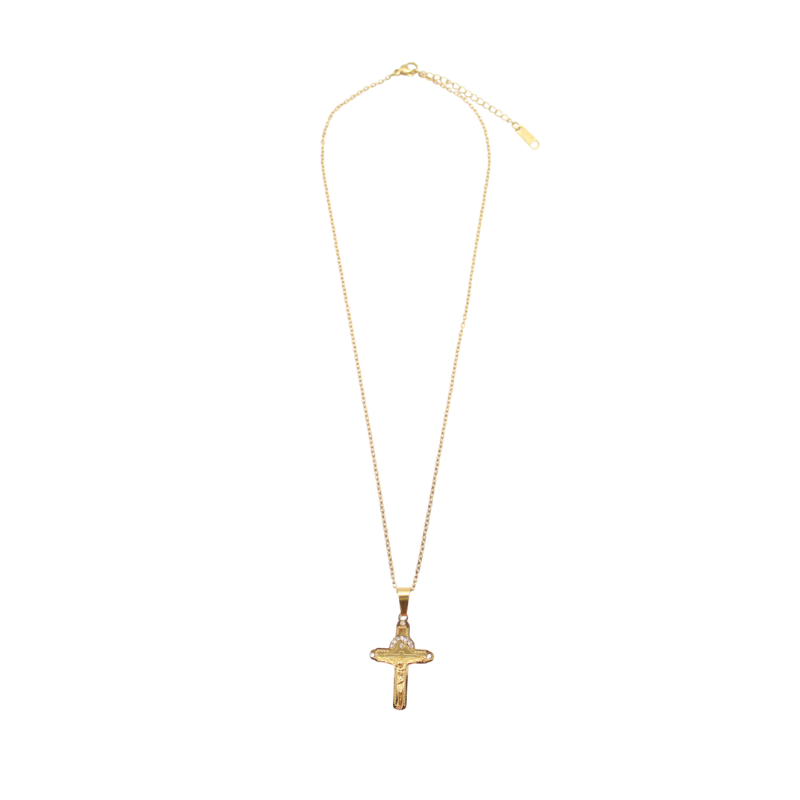 Stainless Steel Crucifix/Chain - Gold