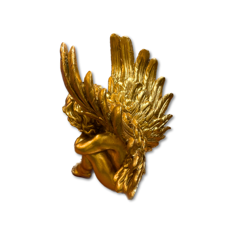 Polystone Gold Sitting Angel (Pair)