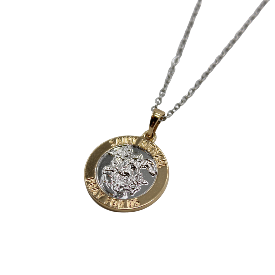 Stainless Steel St Michael Medal/Chain set