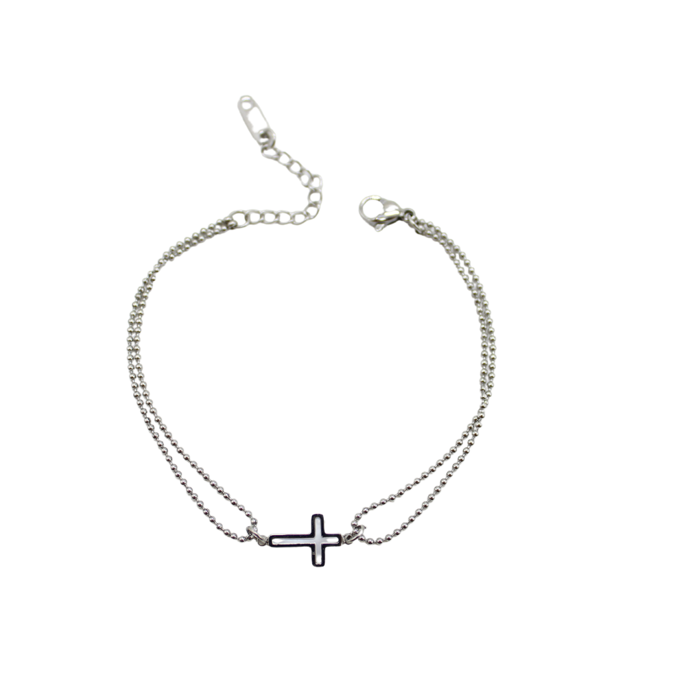 Stainless Steel Chain Bracelet with Cross Charm