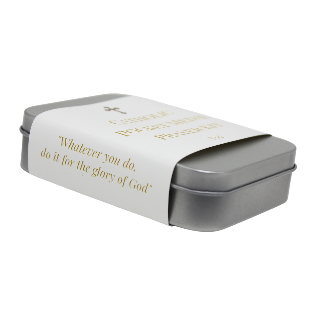 Stainless Steel Catholic St Micheal Pocket Medal Prayer Kit (Rectangle / Silver)