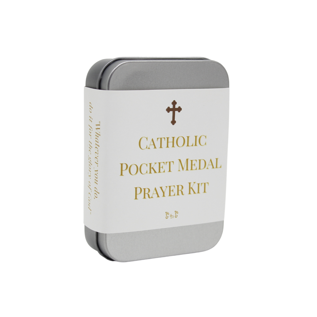 Stainless Steel Catholic Pocket Medal Prayer Kit