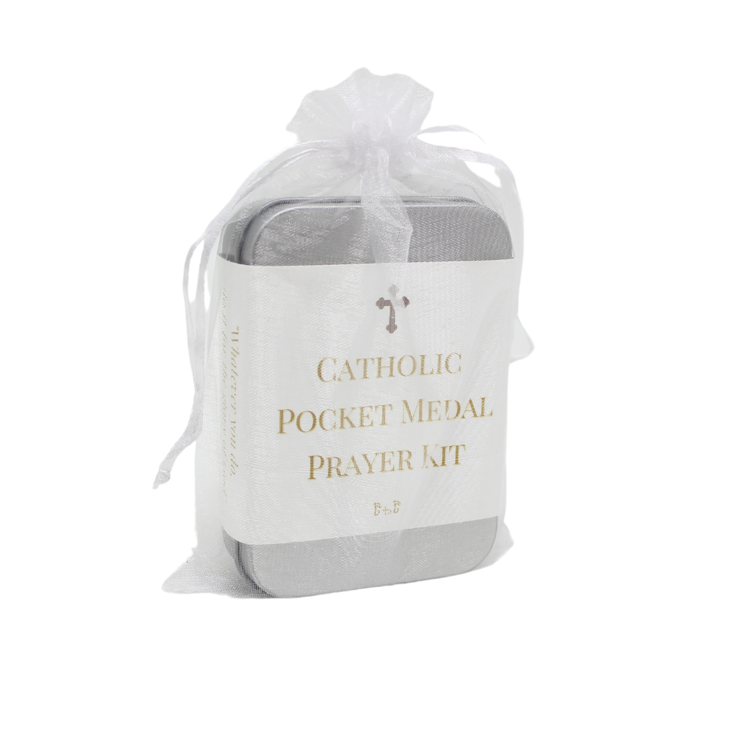 Stainless Steel Catholic Pocket Medal Prayer Kit