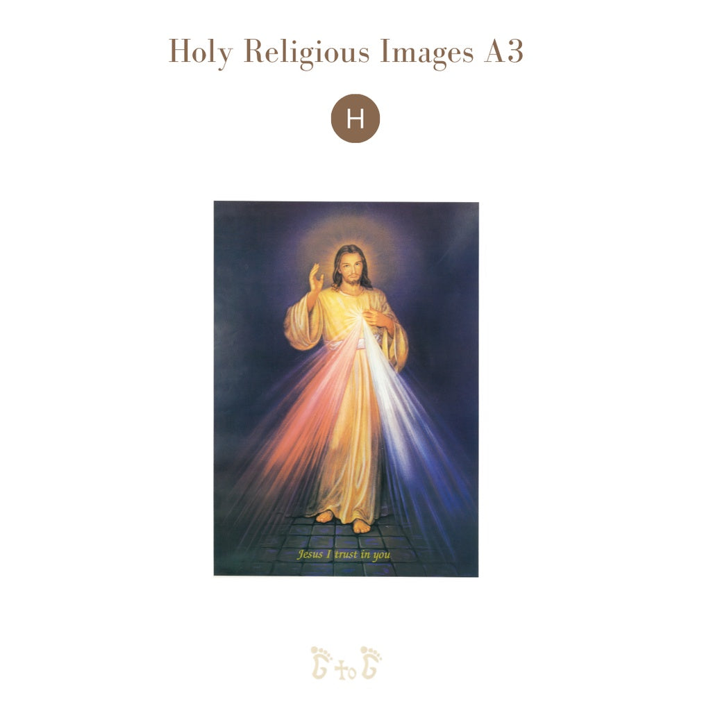 A4 Religious Images of Jesus, Mary, Divine Mercy