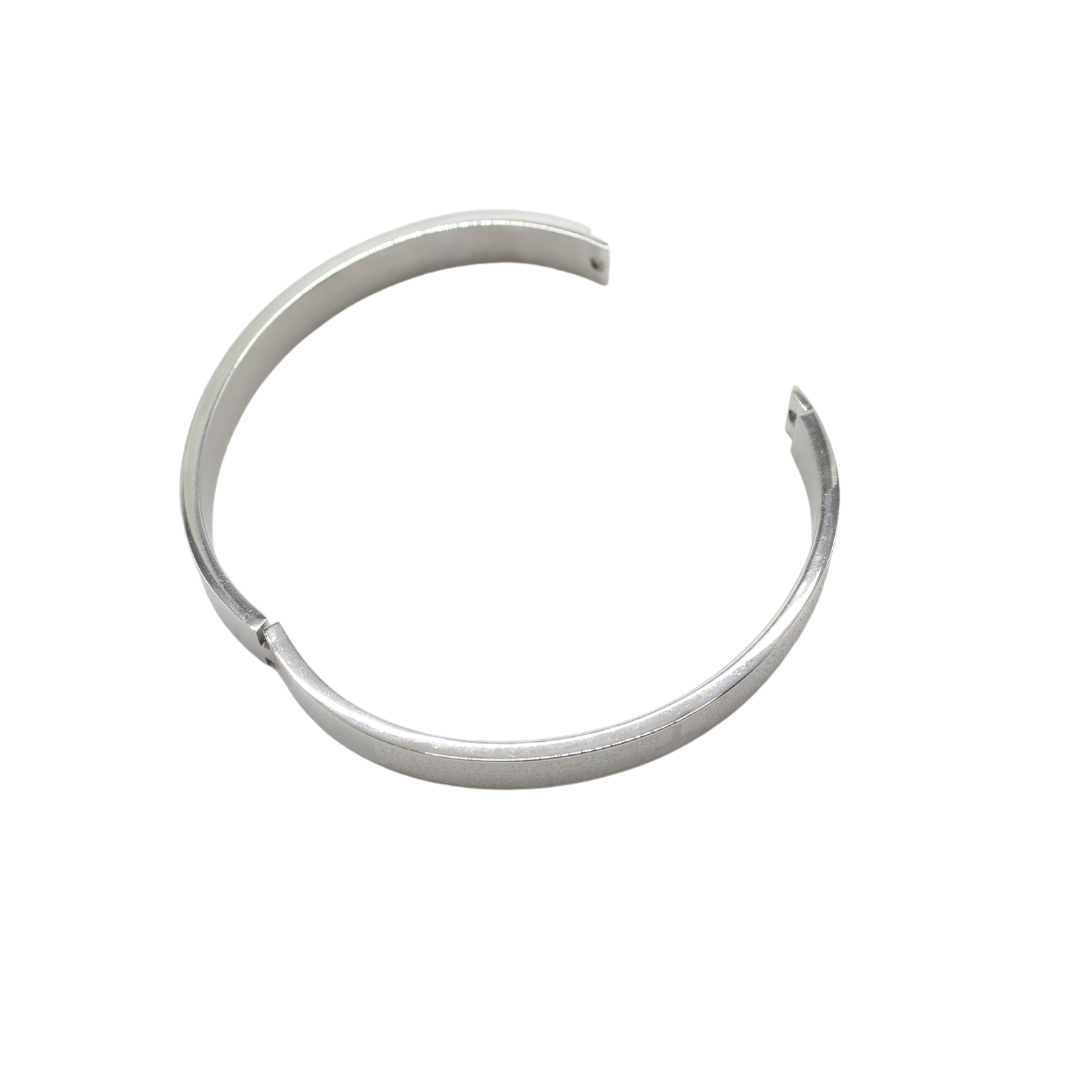 Stainless Steel Bangle with Our Father's Prayer (Silver)