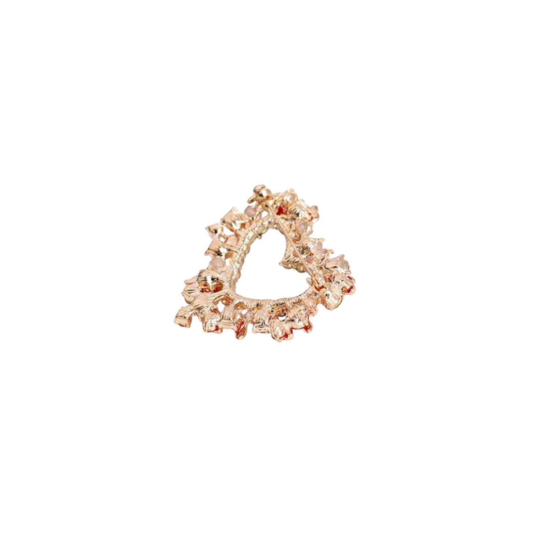 Christmas Heart Shape Wreath Brooch Pin - 18K Plated