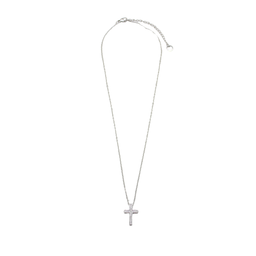 Stainless Steel Cubic Zirconia Diamante Cross /Chain 2cm