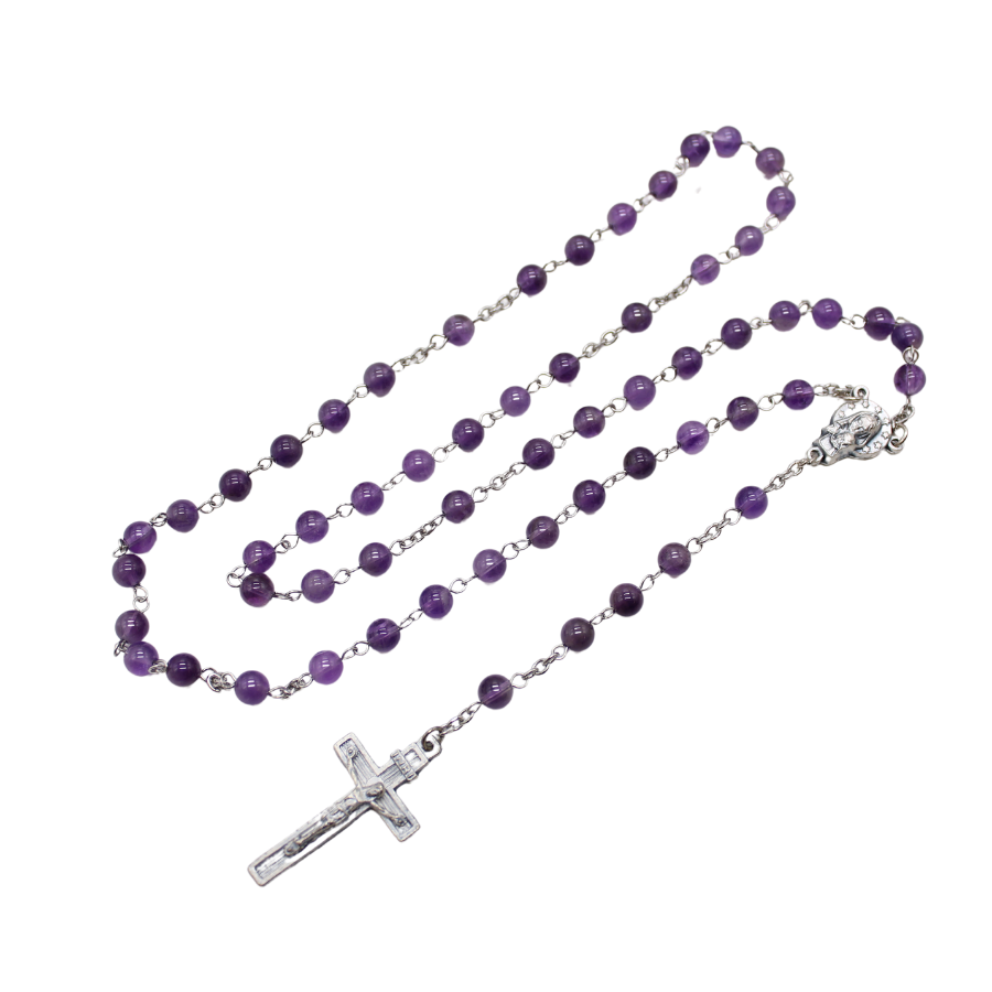 Amethyst 6mm Stone Beads Rosary (Personalisation Available)