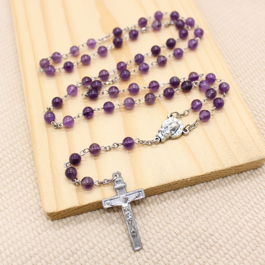 Amethyst 6mm Stone Beads Rosary (Personalisation Available)