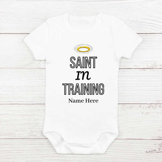Baby Romper - Saint in Training (Personalisation Available)