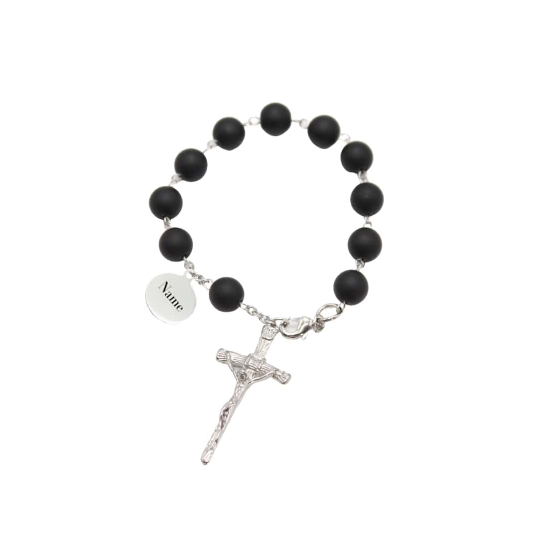 Black Glass Beads Car Rosary (Personalisation Available)