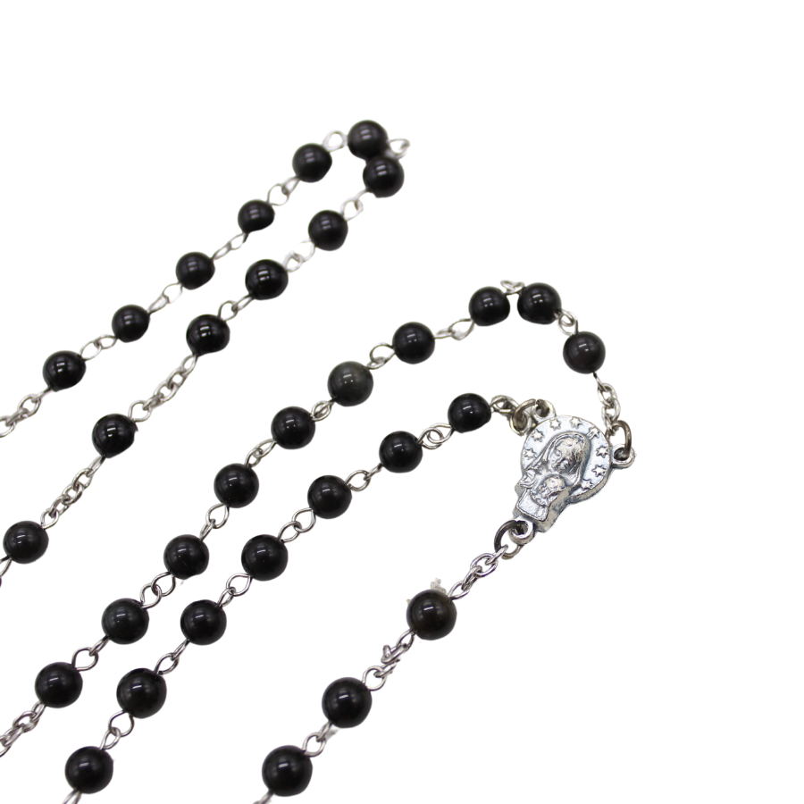 Black Obsidian 6mm Stone Beads Rosary (Personalisation Available)