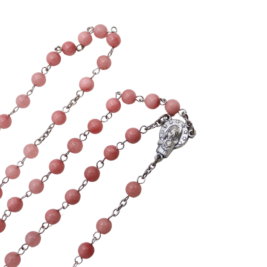 Pink Chalcedony 6mm Stone Beads Rosary (Personalisation Available)