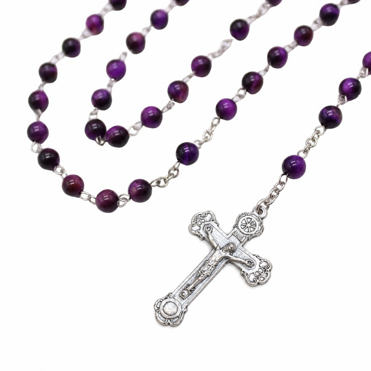 Purple Tiger's Eye 6mm Stone Beads Rosary (Personalisation Available)
