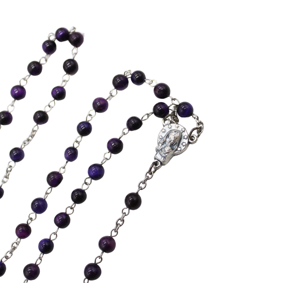 Purple Tiger's Eye 6mm Stone Beads Rosary (Personalisation Available)