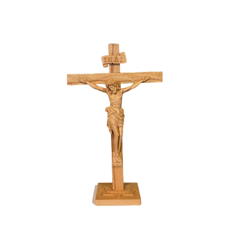 Wood Carved table cross - 36cm