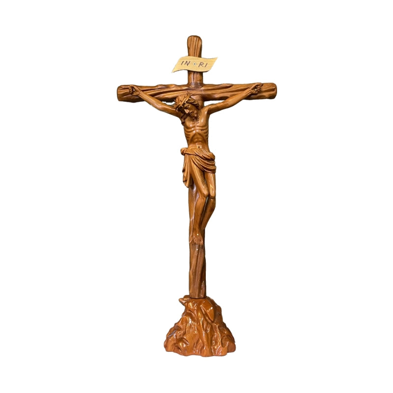 Wood Carved table cross - 62cm